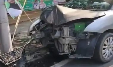 CM आवास के सामने कार का एक्सीडेंट
